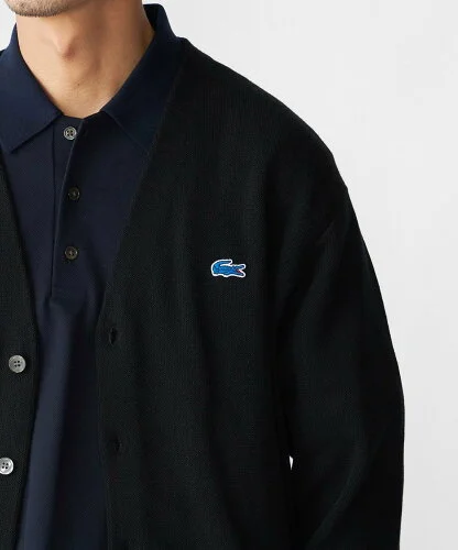 SHIPS 【SHIPS別注】LACOSTE: コットン/ポリエステル Vネック カーディガン 24FW