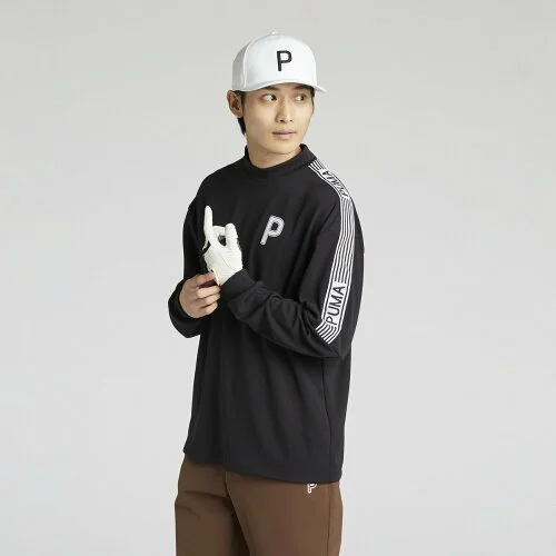 PUMA メンズ ゴルフ PC ストレッチ ジャガード テープ P ロゴ 長袖 シャツ