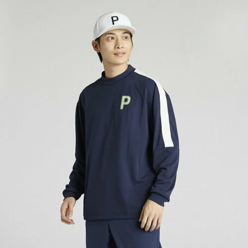 PUMA メンズ ゴルフ PC ストレッチ ジャガード テープ P ロゴ 長袖 シャツ