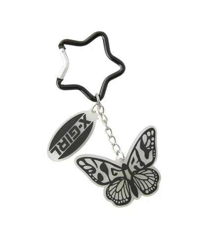 X-girl BUTTERFLY AND OVAL LOGO KEY CHARM