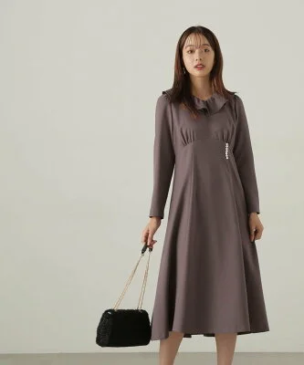 PROPORTION BODY DRESSING デザインフレアーギャザーワンピース