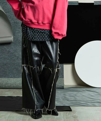 MAISON SPECIAL Artificial Leather Wide Pants