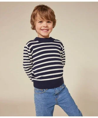 PETIT BATEAU ウール&コットンニットプルオーバー