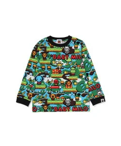 A BATHING APE BABY MILO GAME PATTERN LS TEE