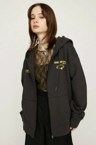 SLY FRONT ZIP PRINT HOODIE