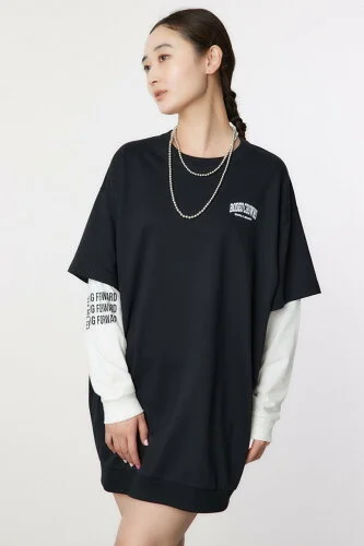 RODEO CROWNS WIDE BOWL フェイクレイヤードスウェットワンピース