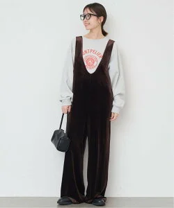 SLOBE IENA ベロアVネックオールインワン