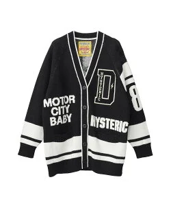 HYSTERIC GLAMOUR MOTOR CITY BABYワッペンジャカード カーディガン