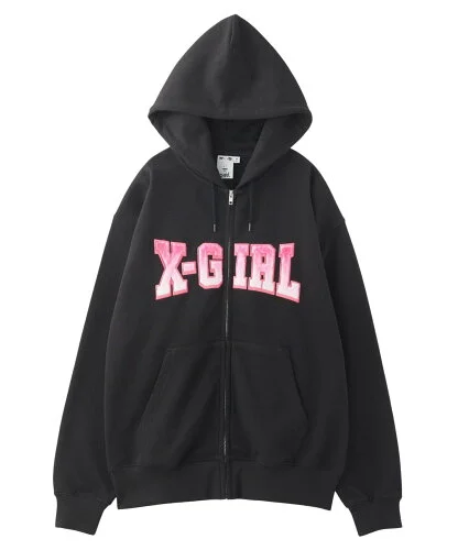 X-girl FAUX FUR LOGO ZIP UP SWEAT HOODIE