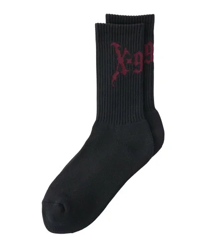 X-girl GOTHIC LOGO RIB SOCKS エックスガール 靴下・レッグウェア 靴下 ブラック ブラウン ホワイト