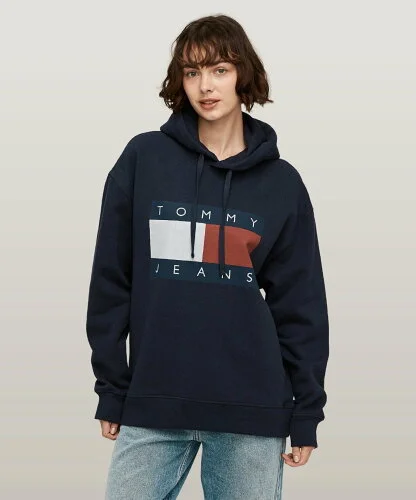 TOMMY JEANS リラックスメランジフラッグパーカー