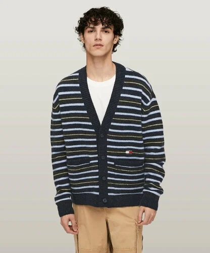 TOMMY JEANS ボクシージャカードストライプカーディガン