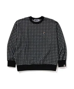 A BATHING APE STA HOUNDSTOOTH JACQUARD RELAXED FIT CREWNECK SWEATSHIRT