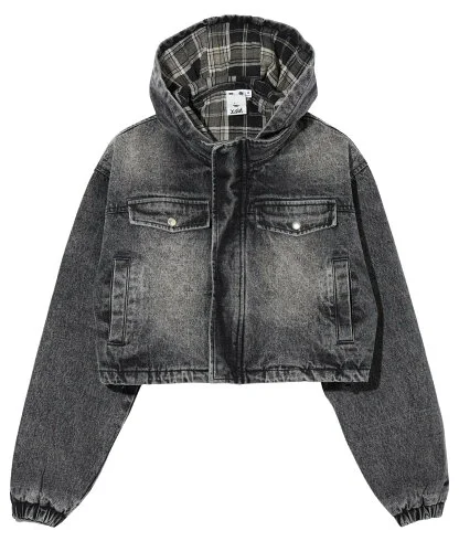 X-girl HOODED DENIM JACKET