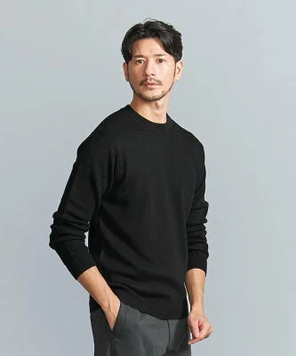 BEAUTY&YOUTH UNITED ARROWS 【WEB限定 WARDROBE SMART】マシーンウォッシャブル ウールミックス アゼ クルーネック