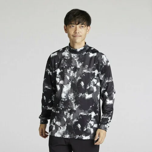 PUMA メンズ ゴルフ PC スプラッシュ AOP 長袖 モックネック シャツ