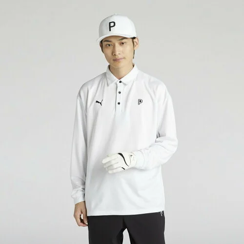 PUMA メンズ ゴルフ PC ストレッチ グリッド フリース リラックス P 長袖 ポロシャツ