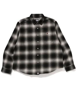 A BATHING APE ONE POINT OMBRE CHECK RELAXED FIT LS SHIRT