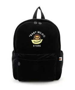 A BATHING APE BABY MILO VELVET MEDIUM BACKPACK