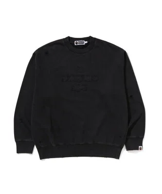 A BATHING APE GARMENT DYE LOGO RELAXED FIT CREWNECK