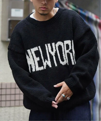 JOINT WORKS 【MacMahon Knitting Mills 】 +【Niche.】 Crew Neck Knit-NEW YORK