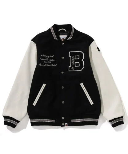 A BATHING APE (M)EMBROIDERY VARSITY JACKET M