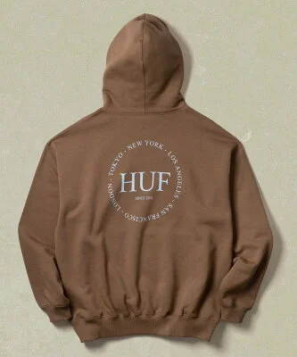 HUF FINE PRINT FLEECE HOODIE / ハフ パーカー ハフ トップス パーカー・フーディー ブラウン ブラック グレー【送料無料】