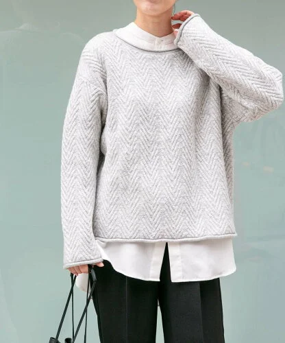 URBAN RESEARCH DOORS FORK&SPOON ヘリンボーンニットプルオーバー