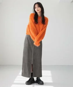 【SALE／30%OFF】LOWRYS FARM シャギープルオーバーLS ローリーズファーム トップス ニット オレンジ ホワイト ブラック ブルー【送料無料】