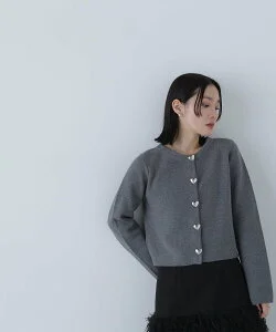 NATURAL BEAUTY BASIC ハートボタンニットジャケット