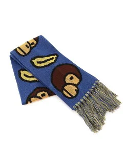 A BATHING APE BANANA MILO WOOL MIX KNIT SCARF