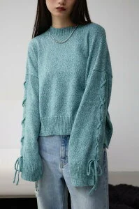 AZUL BY MOUSSY スリーブレースアップニット