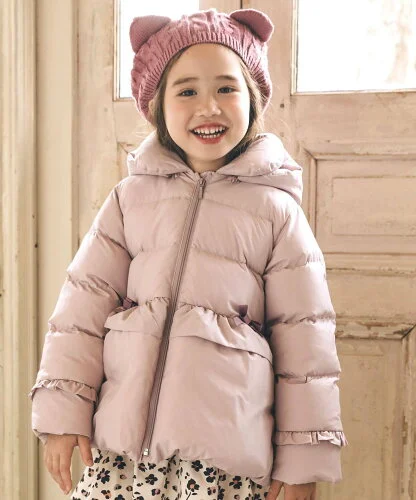 BeBe 【撥水加工】マットタフタフード付きバルーンダウンコート(90~150cm)