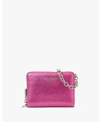 kate spade new york ナターシャ メタリック ペブルド レザー チェーン コンパクト リスレット