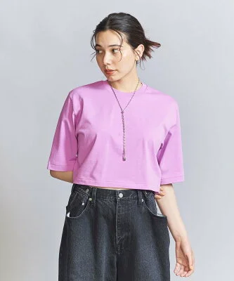 UNITED ARROWS コットン クロップド クルーネック Tシャツ