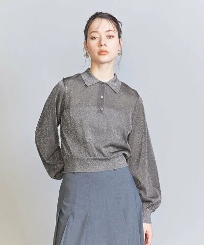 UNITED ARROWS シアーラメ ポロニット -ウォッシャブル-