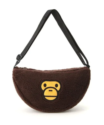 A BATHING APE BABY MILO SMALL CROSS FAUX FUR BAG