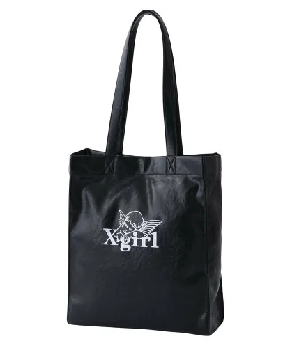 X-girl ANGEL EMBROIDERY FAUX LEATHER TOTE BAG