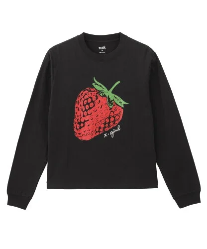 X-girl GLITTER STRAWBERRY L/S TEE