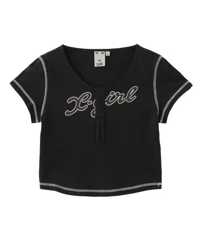 X-girl RIBBONED NECK BABY TOP