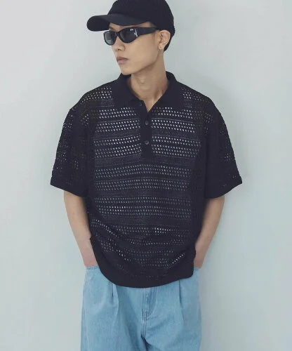 monkey time BEAUTY&YOUTH UNITED ARROWS シアー クロシェット ポロシャツ