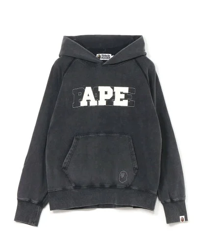 A BATHING APE WASHED FLEECE RELAXED FIT PULLOVER HOODIE