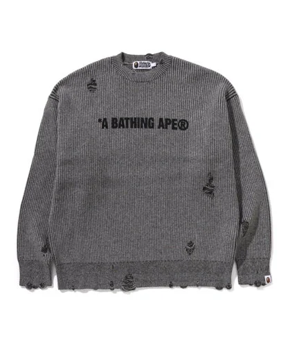 A BATHING APE DAMEGE RELAXED FIT SWEATER