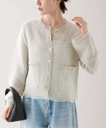 VERMEIL par iena 《予約》shine tweed knit カーディガン