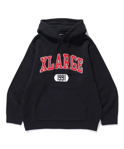 XLARGE COLLEGE LOGO KNIT PULLOVER HOODIE