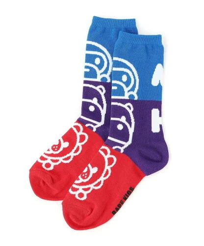 A BATHING APE MILO FRIENDS COLOR BLOCK SOCKS