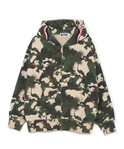 A BATHING APE MAP CAMO SHARK RELAXED FIT FULL ZIP H