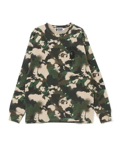 A BATHING APE (M)MAP CAMO RELAXED FIT LS TEE M