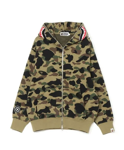 A BATHING APE 1ST CAMO JACQUARD SHARK RELAXED FIT FULL ZIP HOODIE