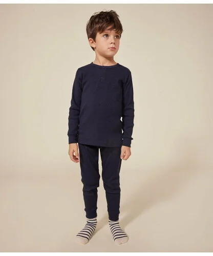 PETIT BATEAU 2x2リブ編み長袖パジャマ